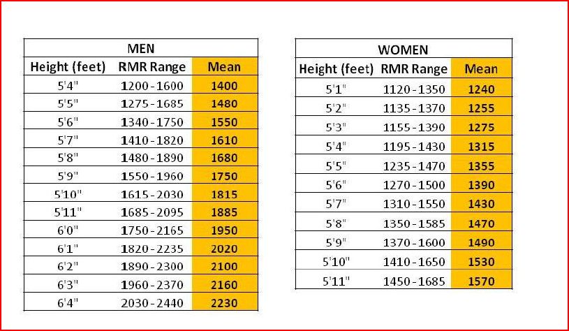 Bmr Rate Chart